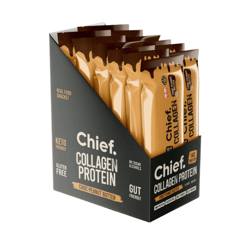 Chief Collagen Protein Choc Bar (12 bars) Box of 12 bars Choc Peanut Butter | Chief Nutrition