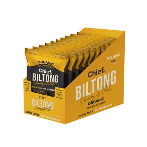 Chief Biltong (12 bags) Box of 12 Smokey BBQ | Chief Nutrition